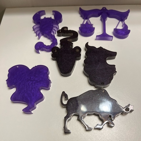 Custom made Purple and Dark Purple Zodiac Acrylic Charms - Picture 3 of 3
